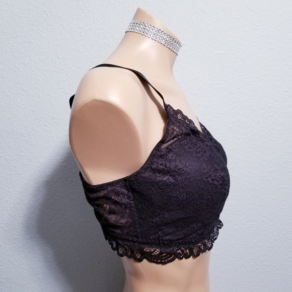 Bali black lace goth glam wireless bra LARGE - Picture 3 of 5